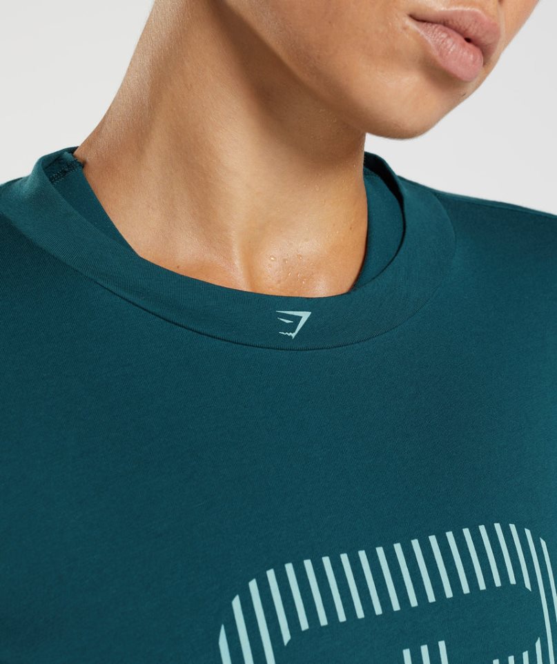 Women's Gymshark 315 Midi T-Shirts Turquoise | CA 8D501A